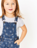 Laser Flower Print Short Dungarees (2-7 Years)