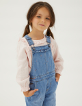 Denim Floral Print Dungarees (2-7 Yrs)