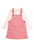 2pc Cotton Floral Embroidered Pinafore (2-7 Yrs)
