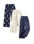 3 Pack Cotton Rich Wide Leg Cherry Joggers (2-8 Yrs)