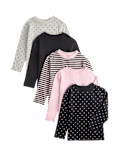 5 Pack Pure Cotton Patterned Tops (2-10 Yrs)