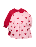 2 Pack Cotton Rich Heart Sweatshirt Dresses (2-8 Yrs)