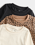 3 Pack Cotton Rich Leopard Print Tops (2-10 Yrs)