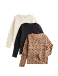 3 Pack Cotton Rich Leopard Print Tops (2-10 Yrs)