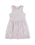 Cotton Flamingo Print Dress (2-7 Yrs)