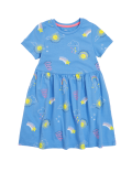 Pure Cotton Printed Crew Neck Dress