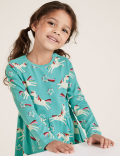Pure Cotton Unicorn Star Print Dress (2-7 Yrs)