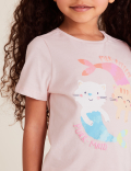 Organic Cotton Mer-Kitten Slogan T-Shirt