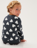 Cotton Rich Heart Print Sweatshirt (2-7 Yrs)