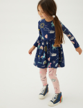 Pure Cotton Unicorn Print Dress (2-7 Yrs)