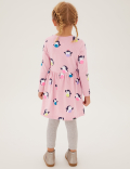 Pure Cotton Penguin Print Dress (2-7 Yrs)