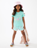 Pure Cotton Flamingo Print Shorts (2-7 Yrs)