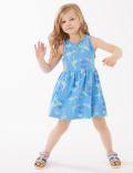 Pure Cotton Dolphin Print Dress (2 - 7 Yrs)