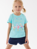 Pure Cotton Flamingo Print T-Shirt (2-7 Yrs)
