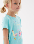 Pure Cotton Flamingo Print T-Shirt (2-7 Yrs)