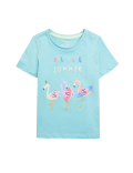 Pure Cotton Flamingo Print T-Shirt (2-7 Yrs)