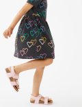 Pure Cotton Heart Print Dress (2-7 Yrs)