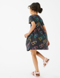 Pure Cotton Heart Print Dress (2-7 Yrs)