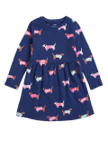 Pure Cotton Sausage Dog Print Dress (2-7 Yrs)