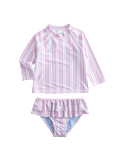 2 Piece Stripe Frill Swim Set (2-8 Yrs)