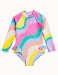 Striped Long Sleeve Swimsuit