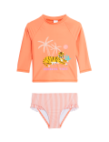 2pc Tiger Long Sleeve Rash Vest Swim Set (2-8 Yrs)
