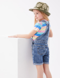 Natural History Museum Pure Cotton Embroidered Dungarees (2-7 Yrs)