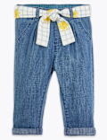Pure Cotton Belted Jeans (0-3 Yrs)