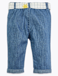 Pure Cotton Belted Jeans (0-3 Yrs)