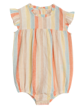 Cotton Rich Striped Romper (0-3 Yrs)