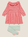 2pc Cotton Knitted Dress Outfit (0-3 Yrs)