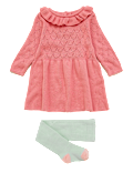 2pc Cotton Knitted Dress Outfit (0-3 Yrs)