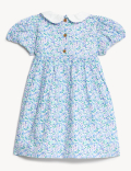 Cotton Blue Ditsy Collar Dress