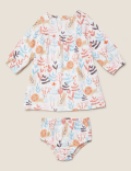 2pc Pure Cotton Tropical Dress and Knickers
