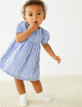 Pure Cotton Checked Dress (0-3 Yrs)