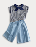 2 Piece Striped Top and Culottes Outfit (0-3 Yrs)