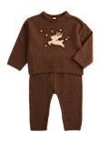 2pc Cotton Rich Knitted Reindeer Outfit (0-3 Yrs)