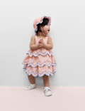 Pure Cotton Striped Scallop Dress (0-5 Yrs)