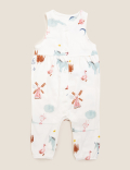 2pc Pure Cotton Printed Dungaree Outfit (0-3 Yrs)