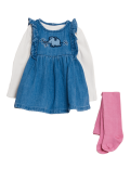 3pc Denim Elephant Dress Outfit (0-3 Yrs)