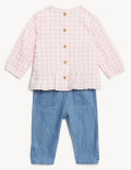 2pk Pure Cotton Checked Outfit