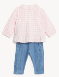 2pk Pure Cotton Checked Outfit