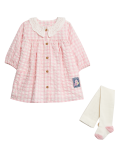 2pc Cotton Rich Gingham Dress with Tights