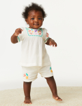 2pc Pure Cotton Embroidered Outfit (0-3 Yrs)