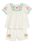 2pc Pure Cotton Embroidered Outfit (0-3 Yrs)