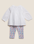 2pc Cotton Rich Blouse and Leggings Outfit