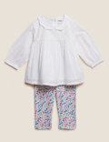2pc Cotton Rich Blouse and Leggings Outfit