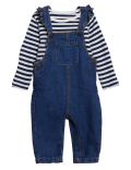 2pc Pure Cotton Denim Dungaree Outfit