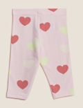 Cotton Rich Heart Print Leggings (0-3 Yrs)