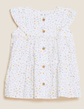 2pc Pure Cotton Floral Dress and Hat Set